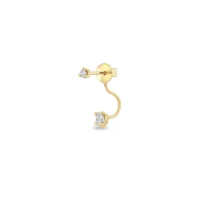 14k Diamond Stud with Pear Diamond Jacket Earring