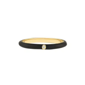 14K Yellow Gold , Enamel, and Diamond Ring