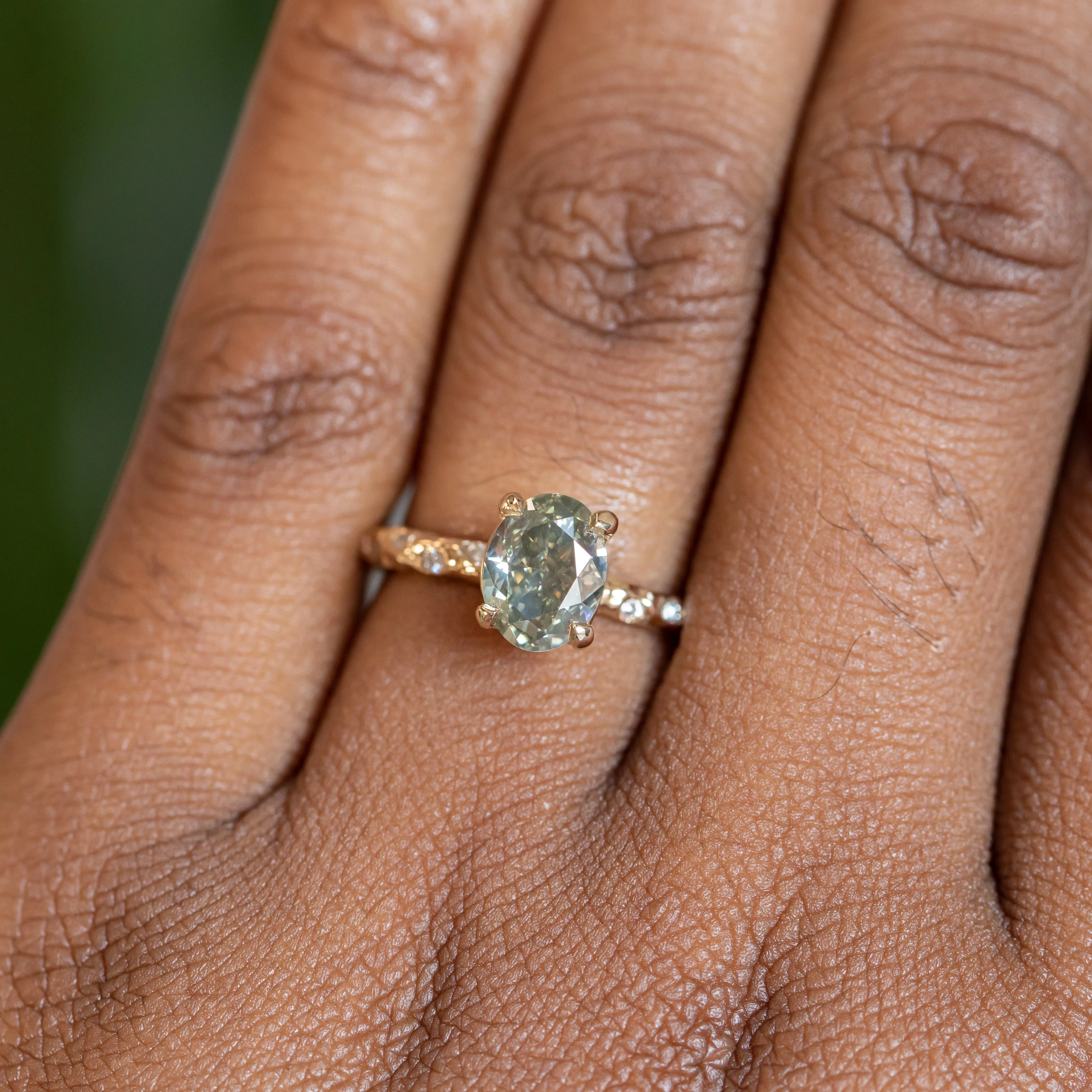 1.64ct Oval Grey Diamond Evergreen with Embedded Diamonds in 14k Yellow Gold