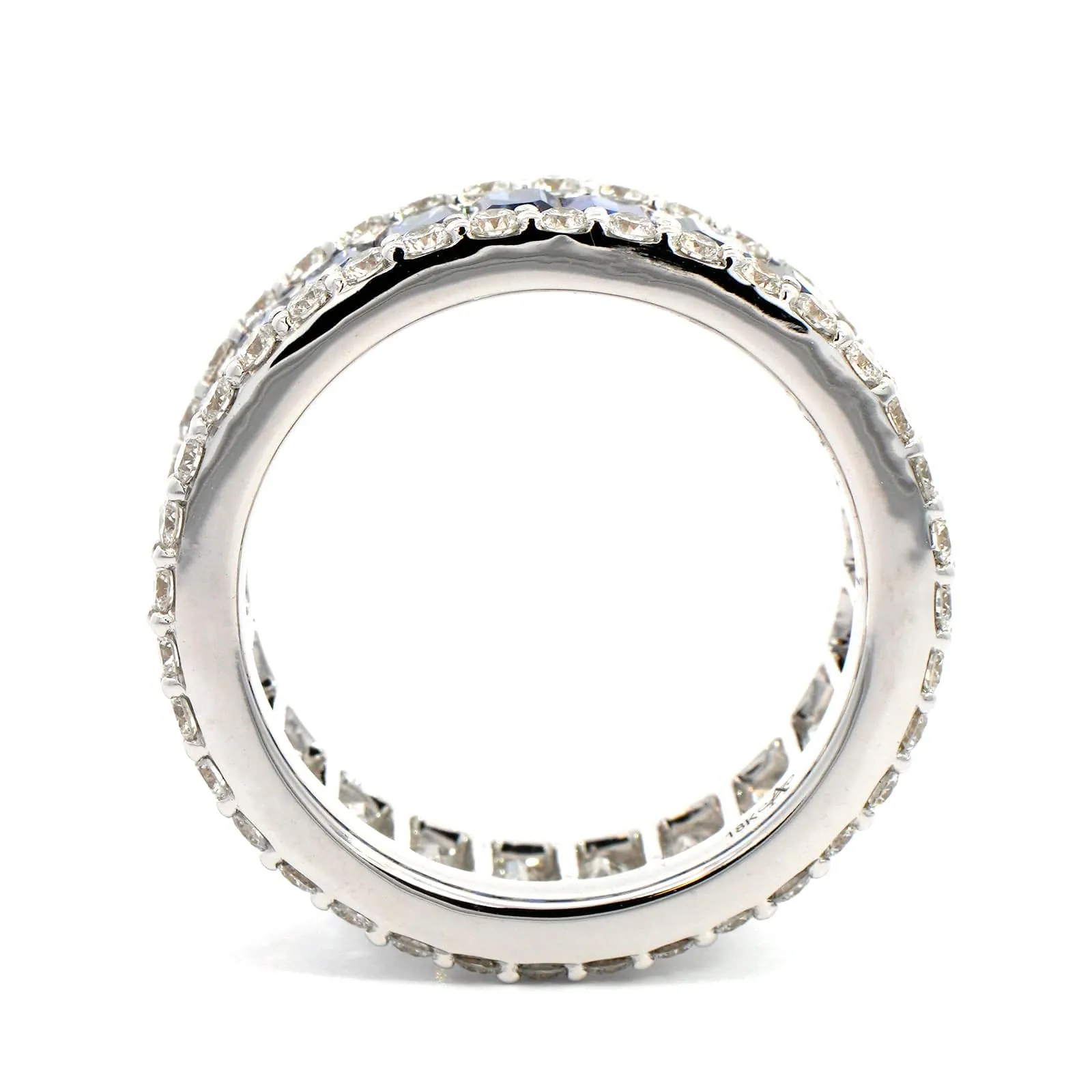 18K White Gold Prongset Set Diamond and Sapphire Eternity Band