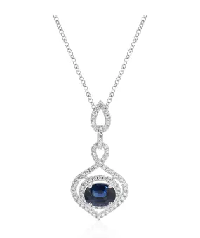 18K White Gold Sapphire and Diamond Pendant