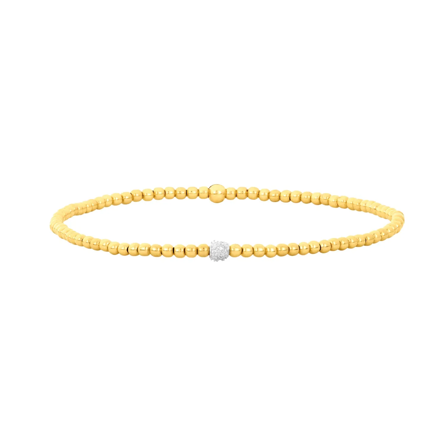 2MM Signature Bracelet with 14K Gold Diamond Bead