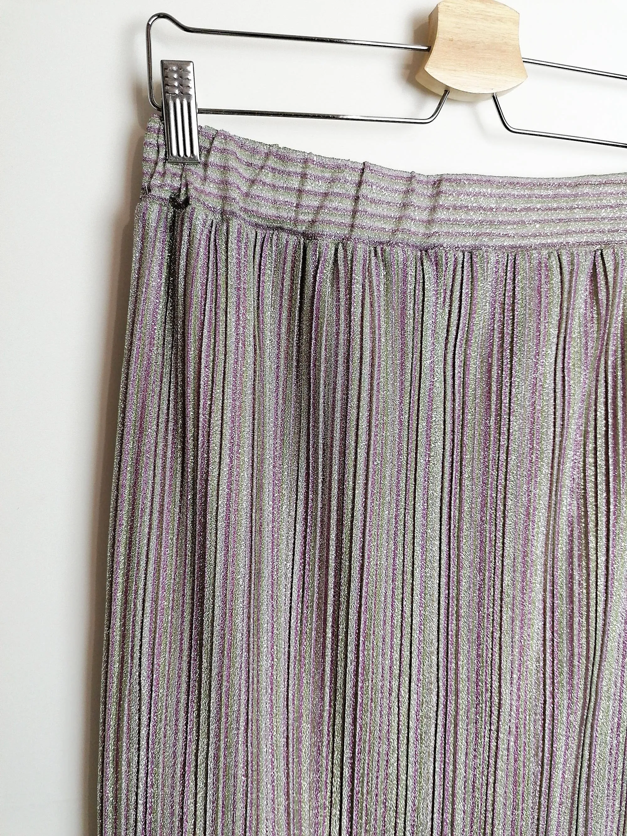 90's Y2K DIXIE Accordion Pleats Lurex Skirt - size S