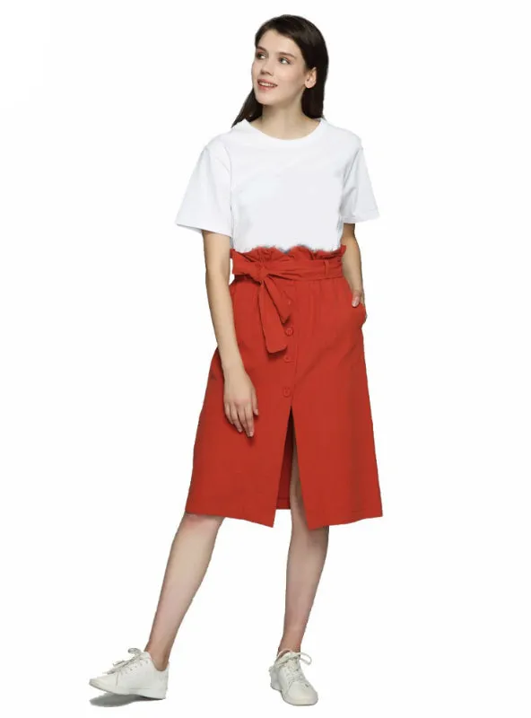 A Line Pleated Front Split Pockets Buttons Basic