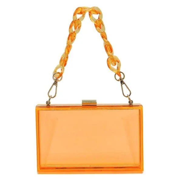 Acrylic Chain Handle See Thru Crossbody Clutch Purse