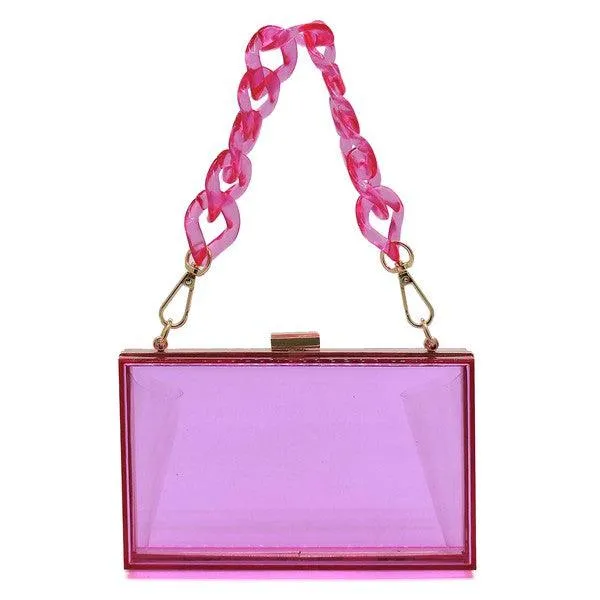 Acrylic Chain Handle See Thru Crossbody Clutch Purse