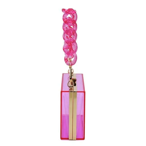 Acrylic Chain Handle See Thru Crossbody Clutch Purse