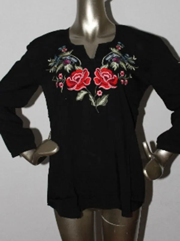 Adorable Sleeves V-neck Floral Blouses&shirts Tops