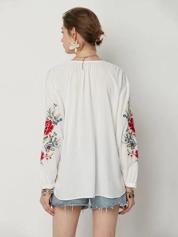 Adorable Sleeves V-neck Floral Blouses&shirts Tops