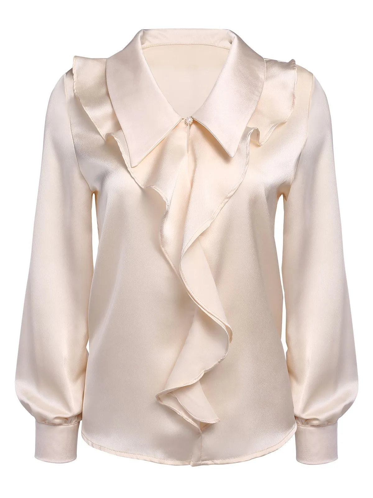 Apricot 1950s Solid Ruffle Collar Blouse