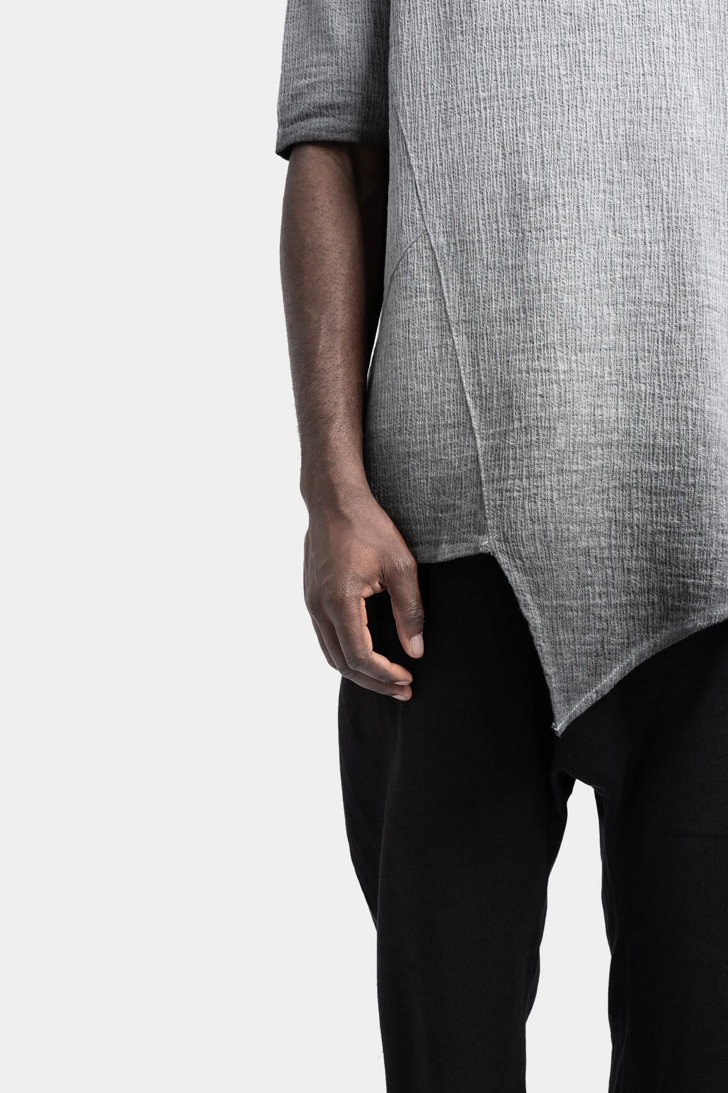 Asymmetrical cotton t-shirt, Cold dyed grey