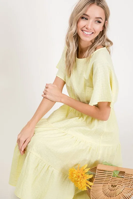 Aubrey Woven Dress in Lemon Drop