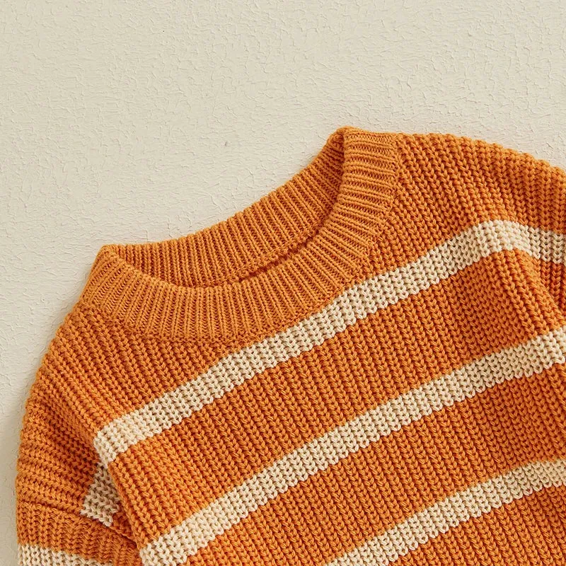 Baby/Toddler Boys Autumn Orange Stripe Deluxe Knit Sweater