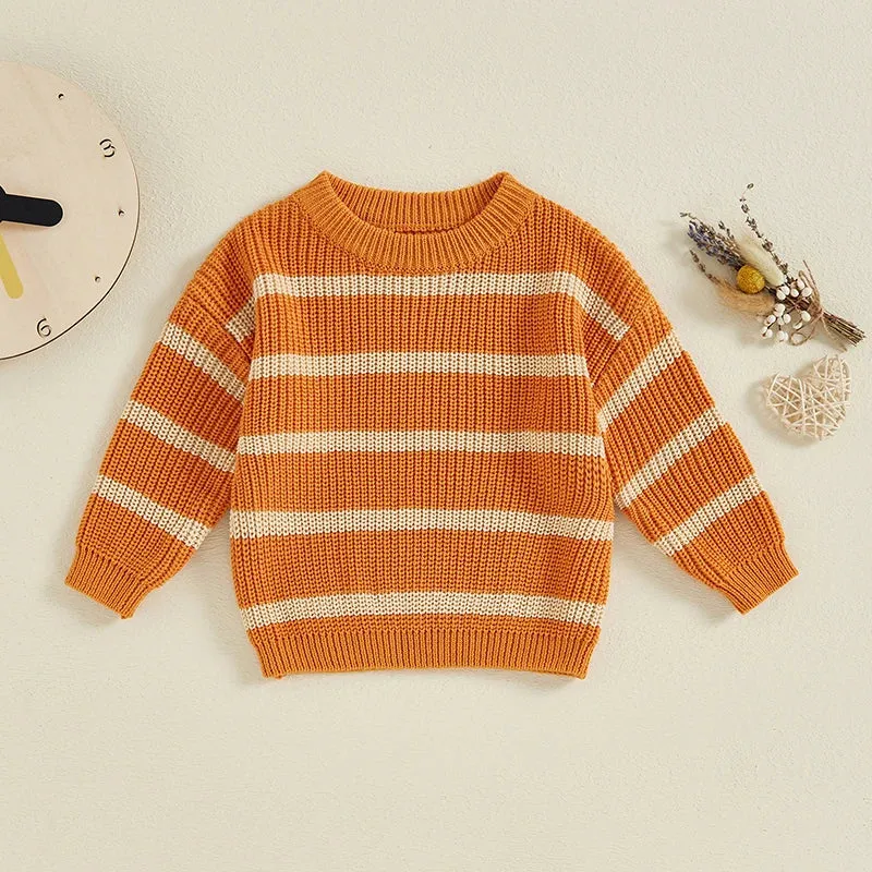 Baby/Toddler Boys Autumn Orange Stripe Deluxe Knit Sweater