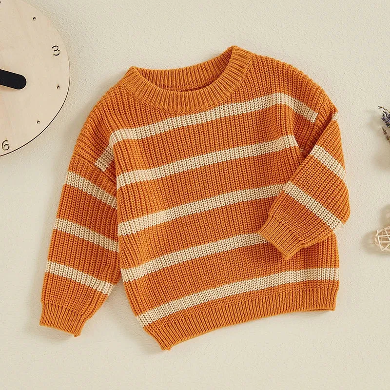 Baby/Toddler Boys Autumn Orange Stripe Deluxe Knit Sweater