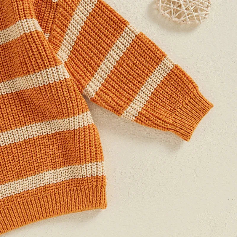 Baby/Toddler Boys Autumn Orange Stripe Deluxe Knit Sweater