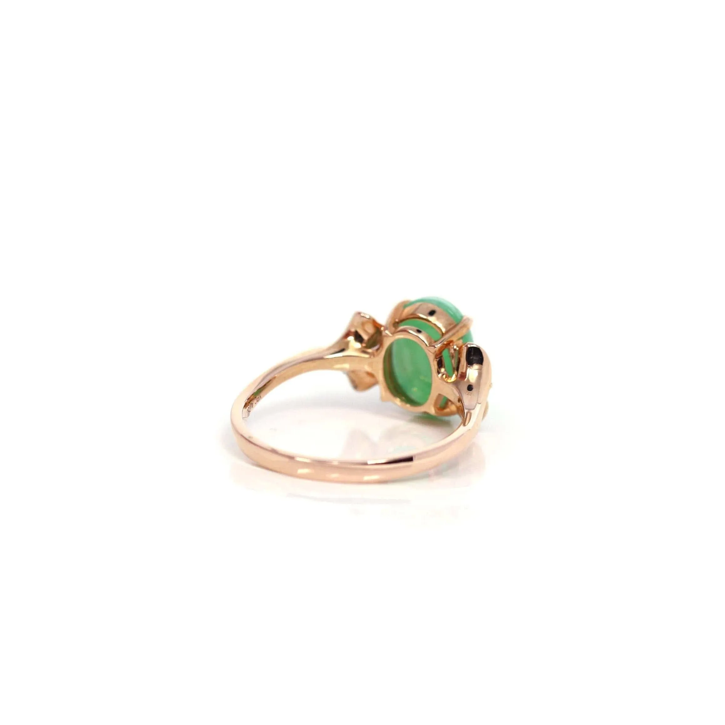 Baikalla? "Aretha" 18k Rose Gold Natural Imperial Jadeite Morning Glory Engagement Ring