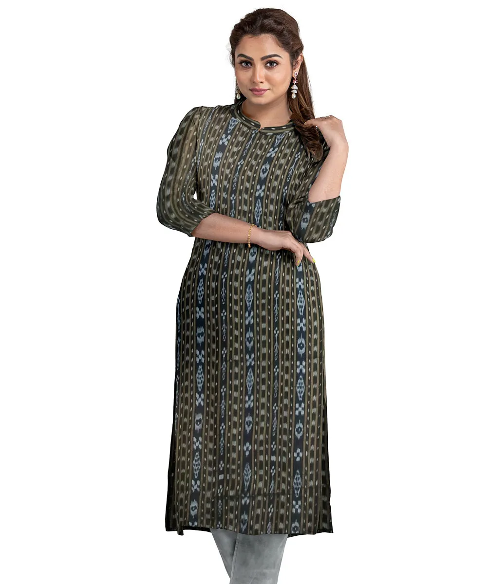 Black grey hand woven cotton nuapatna dress material