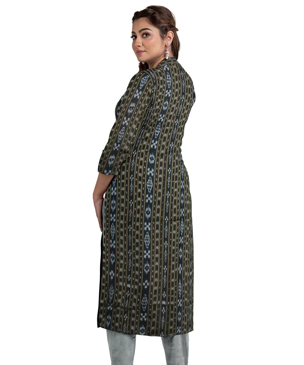 Black grey hand woven cotton nuapatna dress material