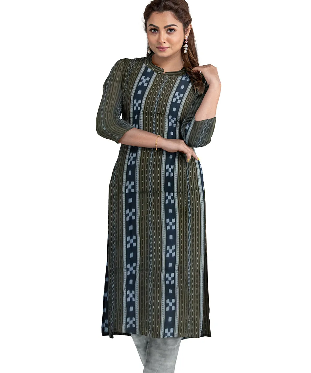 Black handwoven cotton nuapatna dress material