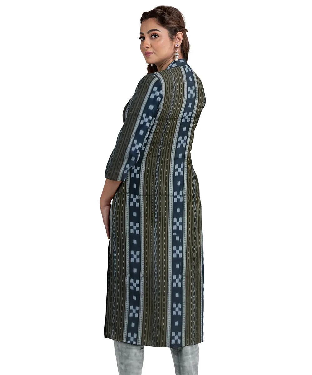 Black handwoven cotton nuapatna dress material