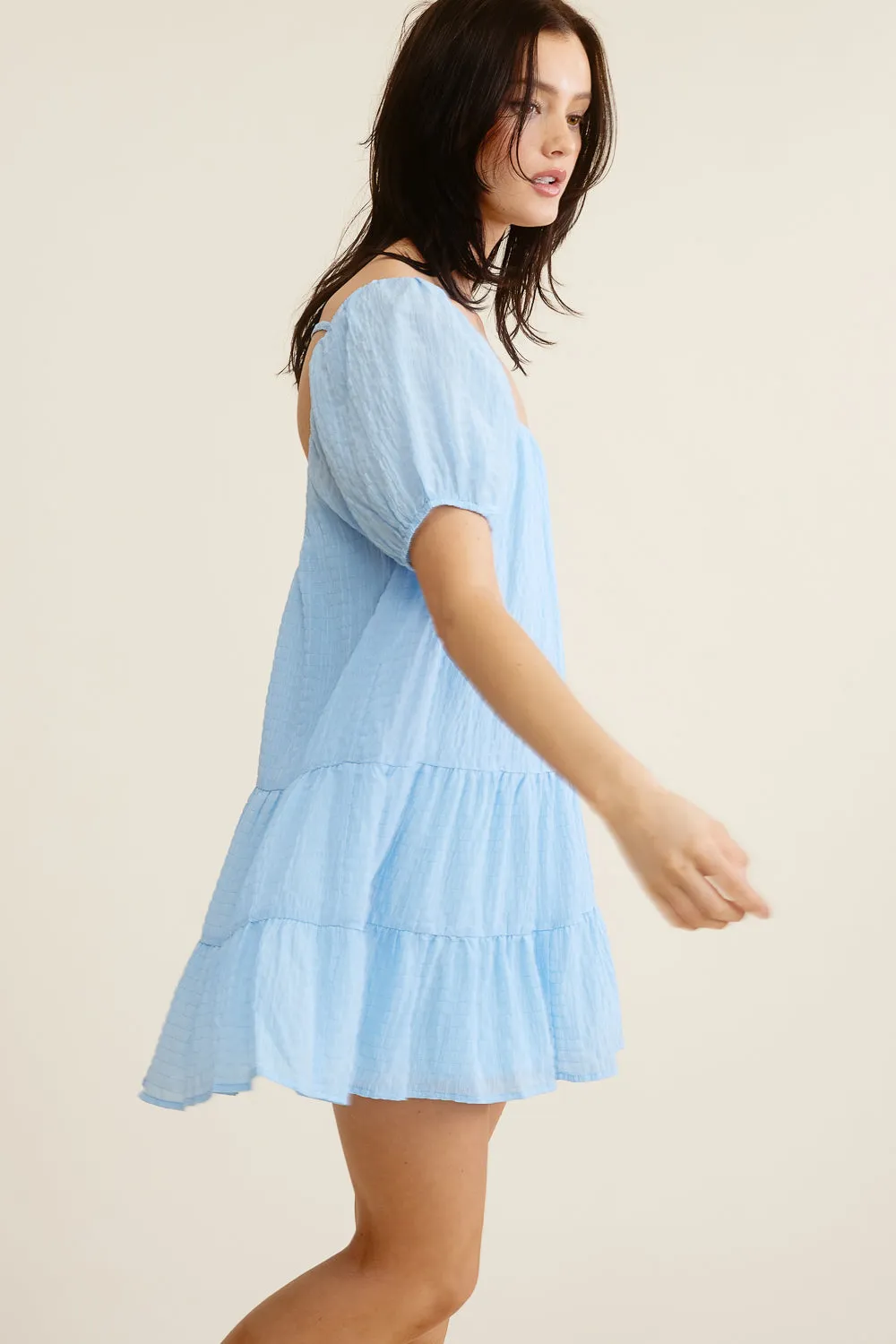 Blue Puff Sleeve Dress