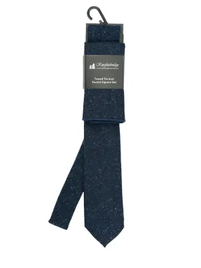 Blue Tweed Vintage Inspired Necktie & Pocket Square Set