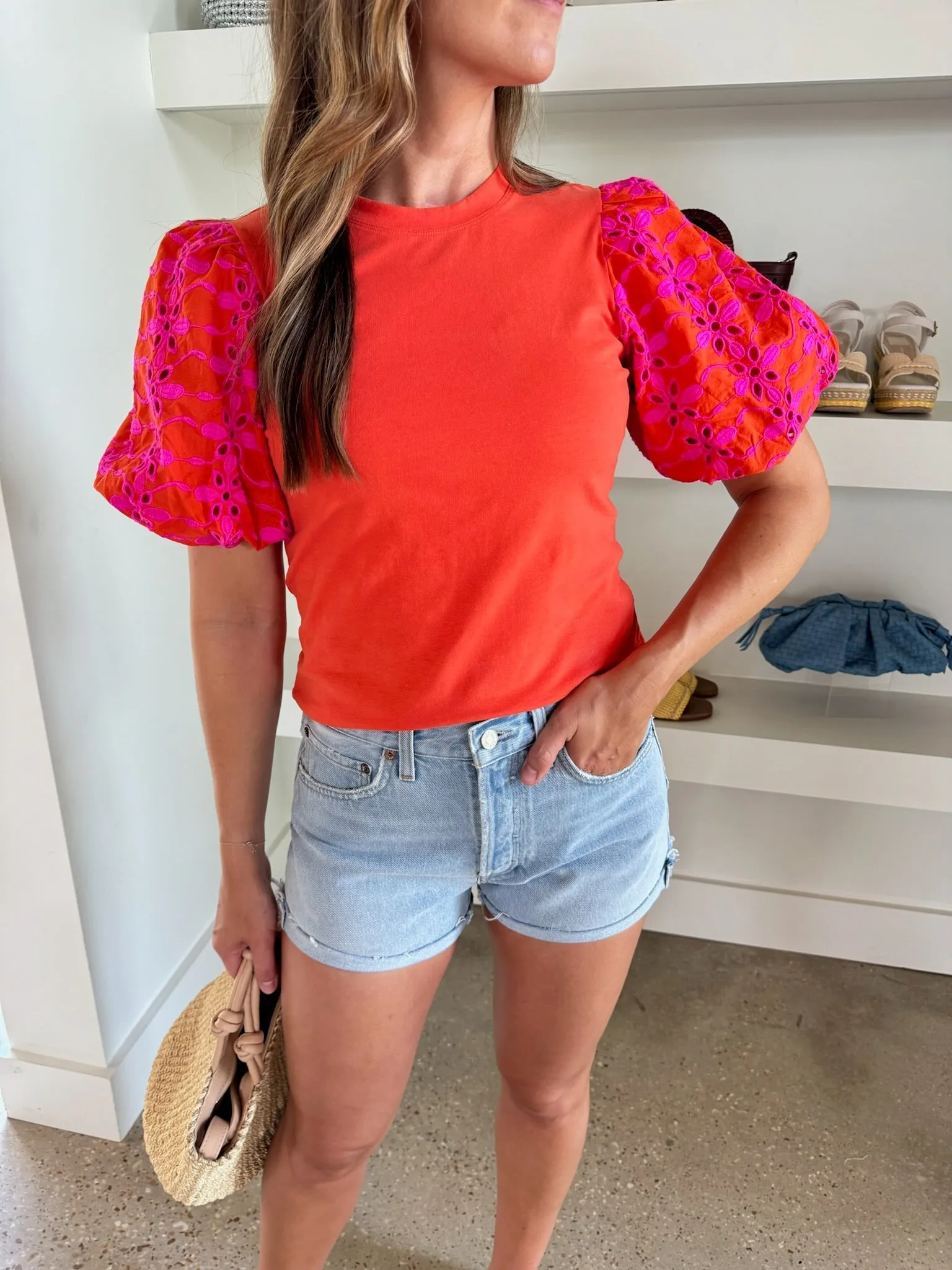 Brewster Eyelet Puff Top