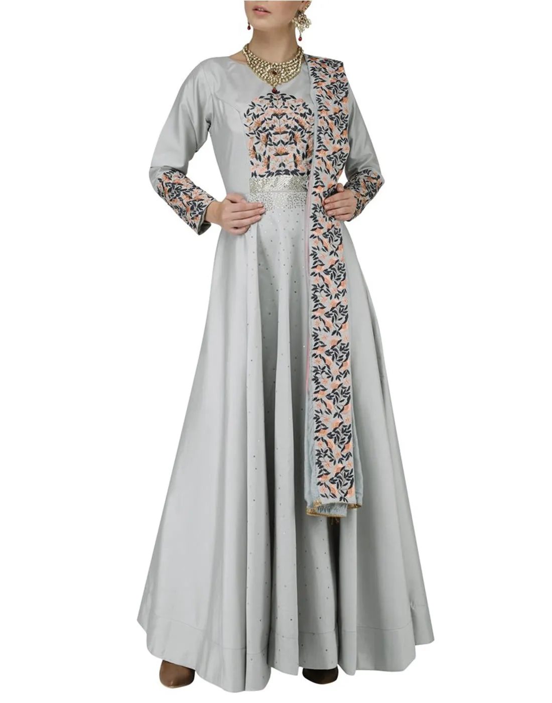 Buy Grey & Pink Anarkali  - Clearance