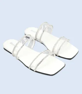 BW9650-WHITE-Women Slippers