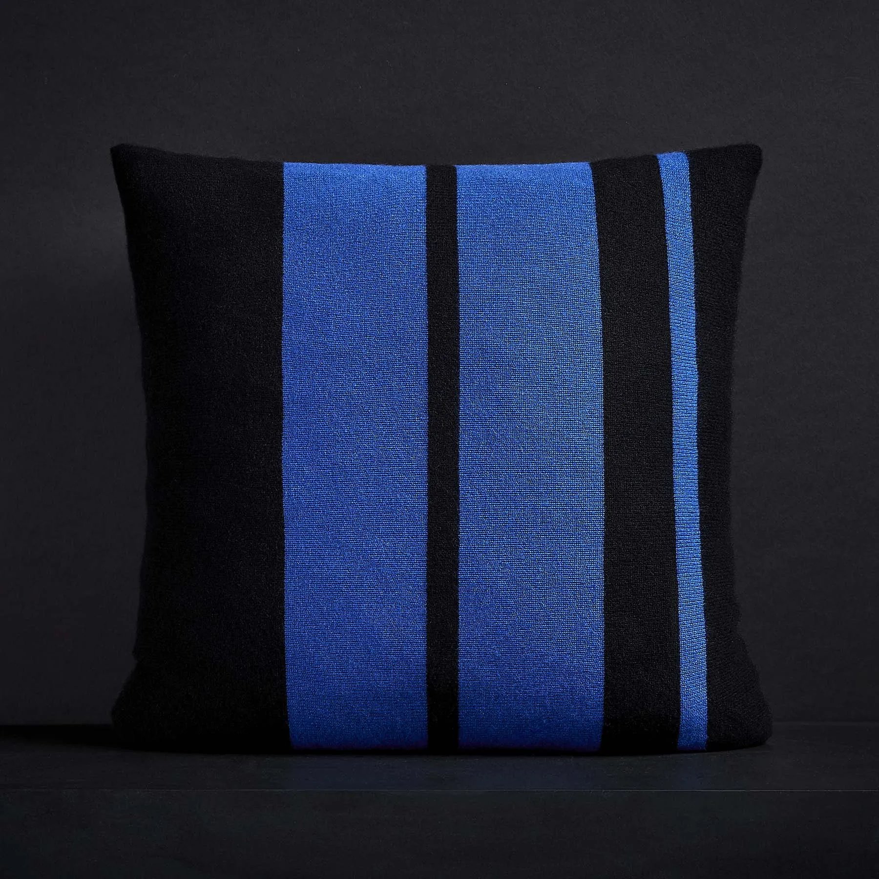 Cashmere Stripe Sham - Black/Royal Blue