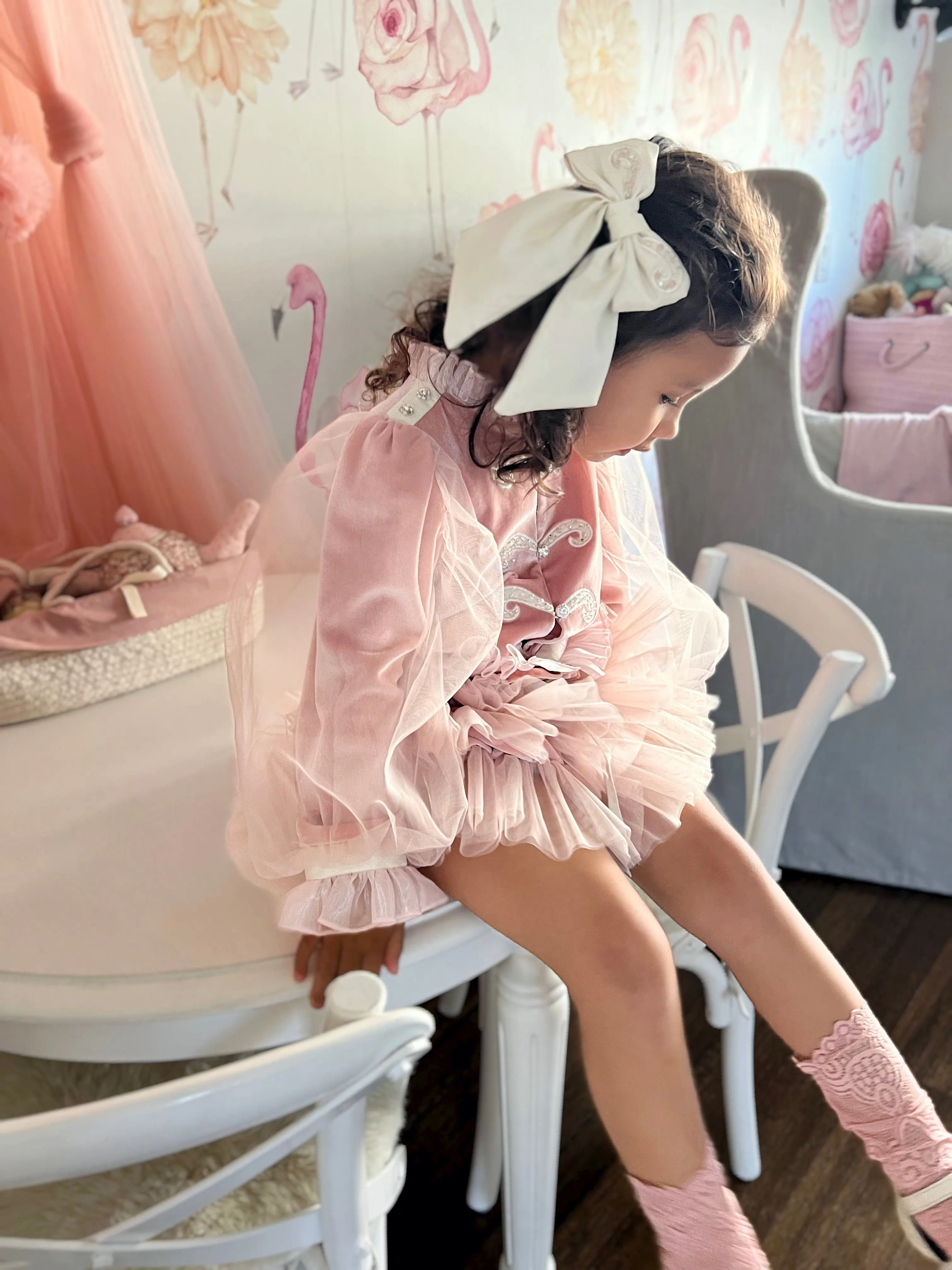 Clara Pink Velour Jacket and Bloomers Set