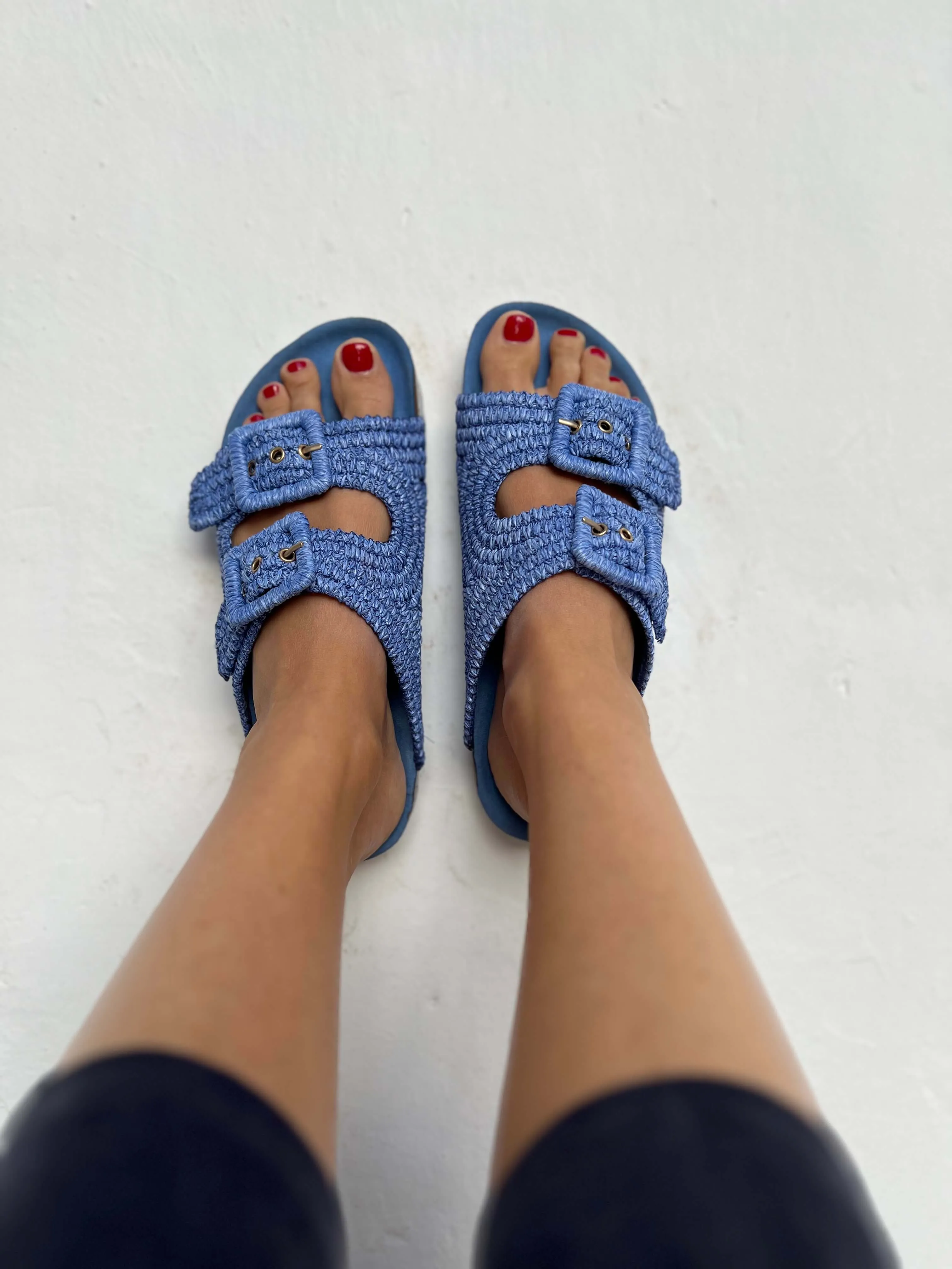 Comillas Vegan Rafia Sandals | Blue