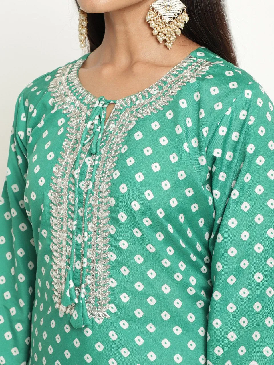 Cotton Party wear Women's Kurta Pant with Dupatta Suit Green