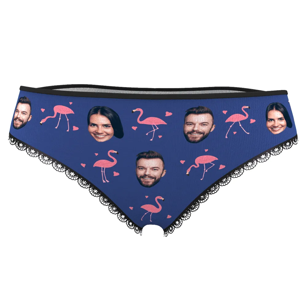 Couple Women's Custom Flamingo And Face On Panties