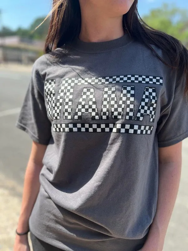 Curvy Charcoal Checkered Mama Tee