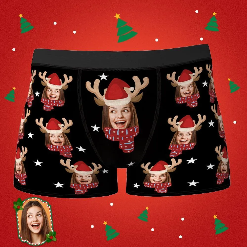 Custom Christmas Face Boxers Personalised Funny Naughty Underwear Christmas Gift For Boyfriend