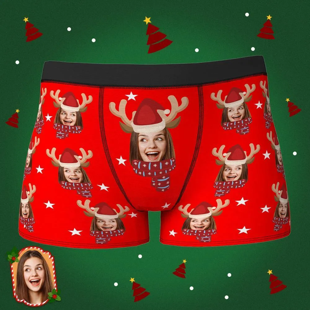 Custom Christmas Face Boxers Personalised Funny Naughty Underwear Christmas Gift For Boyfriend