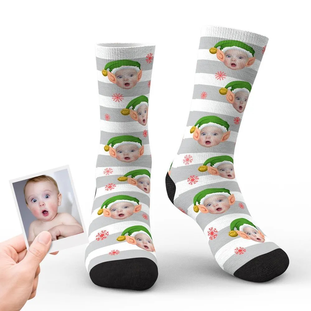 Custom Christmas Socks Personalised Christmas Elf Face Socks Unique Gifts