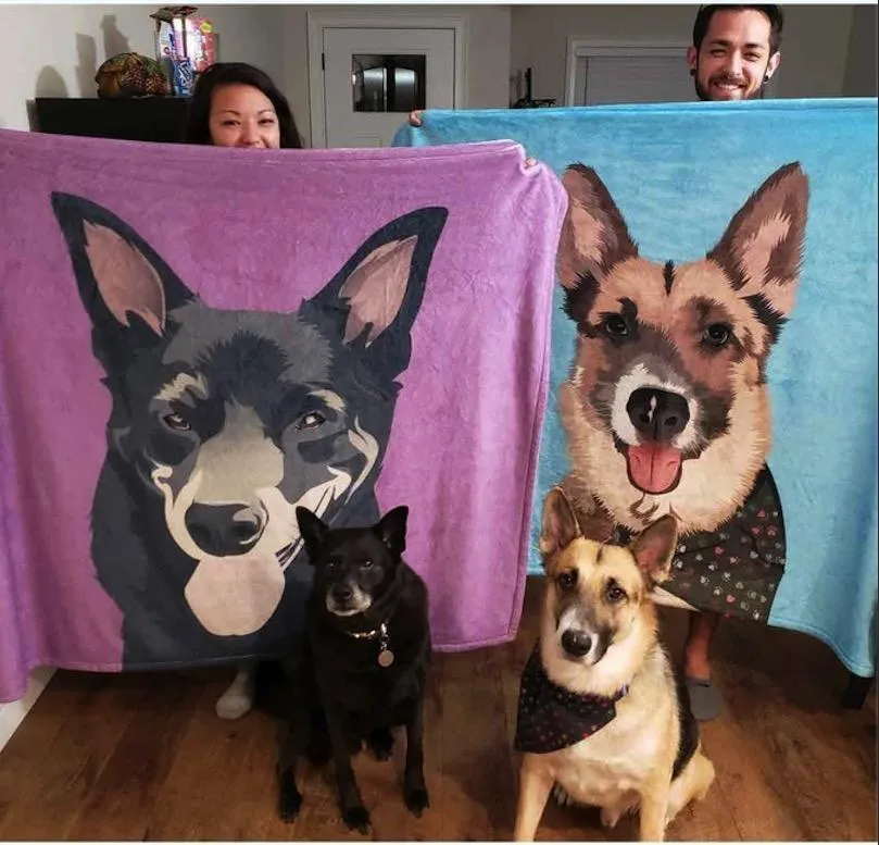 Custom Dog Blanket Personalised Pet Photo Blanket