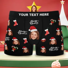 Custom Face Boxer Briefs Merry Christmas Personalised Face Underwear Christmas Gift