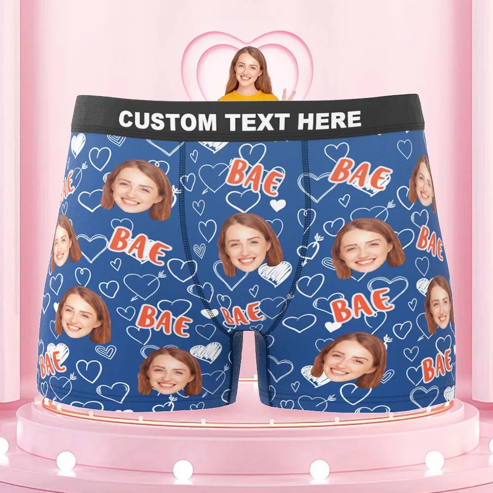 Custom Face Boxers Briefs Personalised Men's Shorts With Photo - Bae