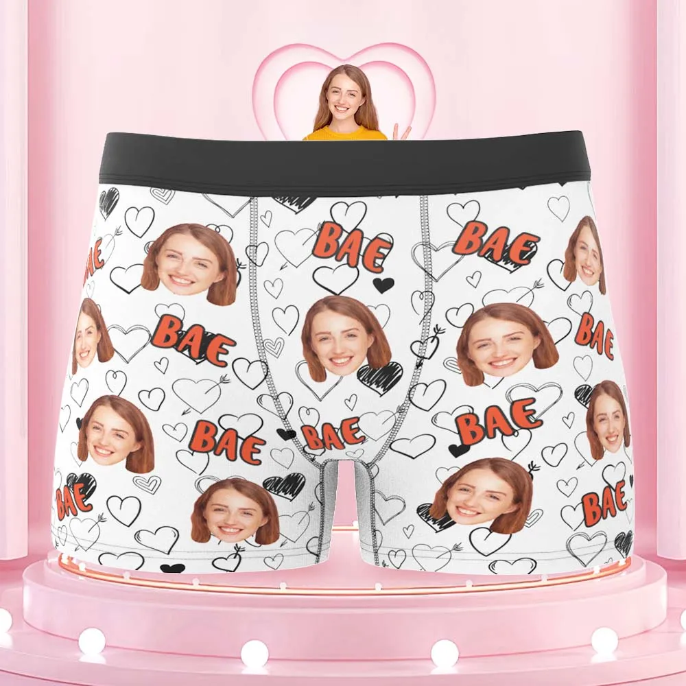 Custom Face Boxers Briefs Personalised Men's Shorts With Photo - Bae