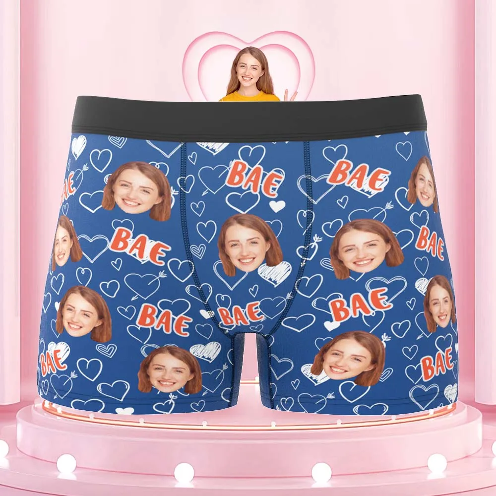 Custom Face Boxers Briefs Personalised Men's Shorts With Photo - Bae