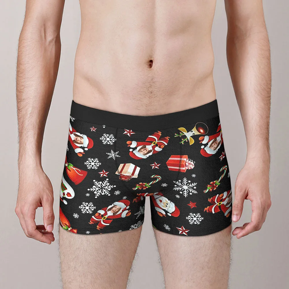 Custom Face Boxers Briefs Personalised Men's Shorts With Photo Santa Snowman Christmas Gifts