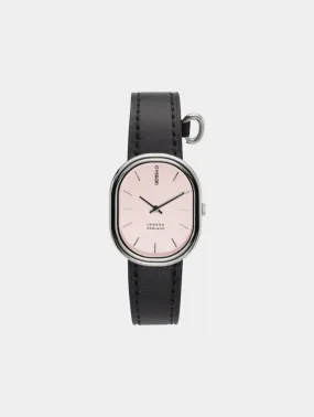 CYS7 Watch with Pink & Silver Dial | Black Vegan Leather Strap