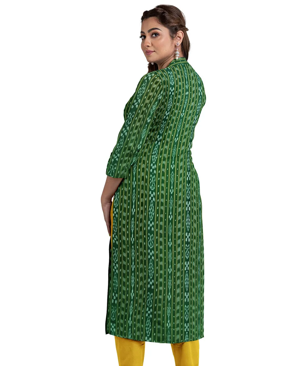 Dark green yellow handwoven cotton nuapatna dress material