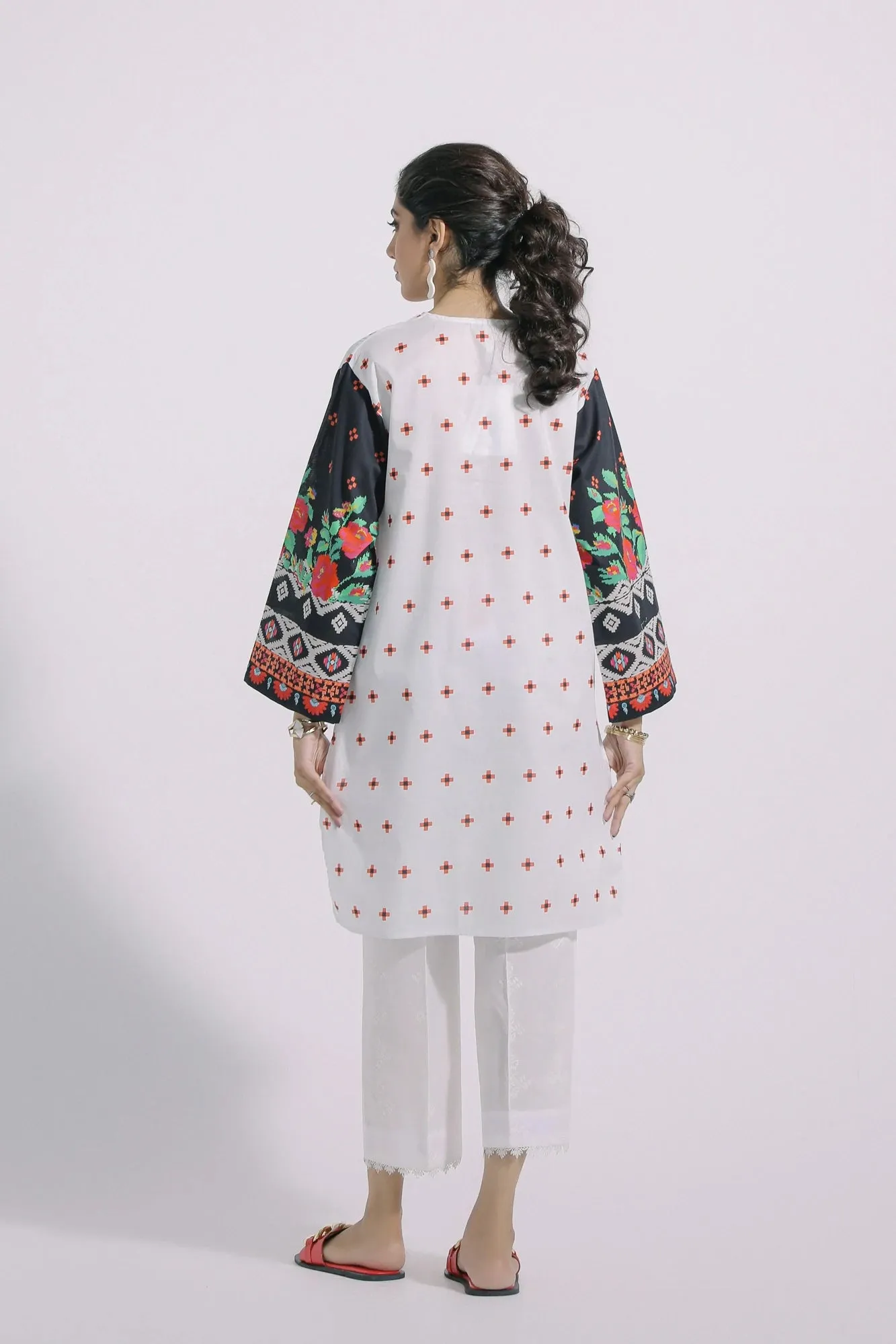 Ethnic White Printed Cotton Shirt