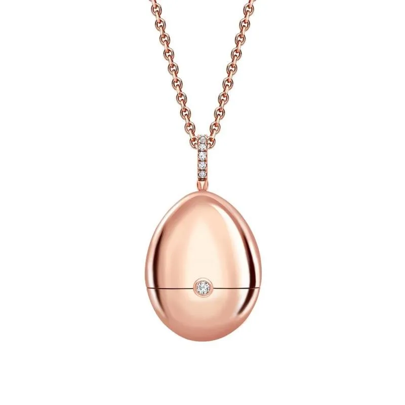 Fabergé Essence Pink Lacquer Butterfly Surprise Locket 18K Rose Gold