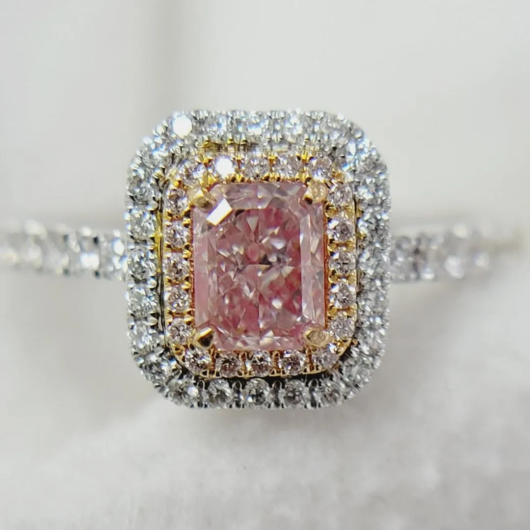 FAINT PINK DIAMOND RING | Radiant Cut Pink Diamond Engagement Ring